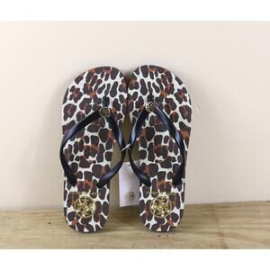 New Tory Burch Flip Flops 6M Animal Leopard Print Eva Thong Sandals Shoes